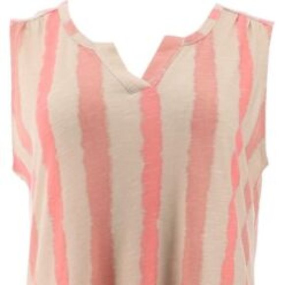 TUNIC TOP - DENIM & CO - XS Petite - NWT - Coral - Dress Blouse Sleeveless Shirt - Picture 2 of 3